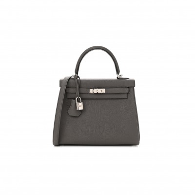 HERMÈS MASTER TOGO KELLY 25 RETOURNE ETAIN (25*17*7cm) 